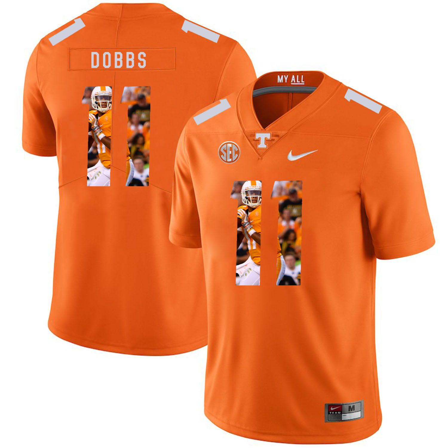 Men Tennessee Volunteers 11 Dobbs Orange Fashion Edition Customized NCAA Jerseys